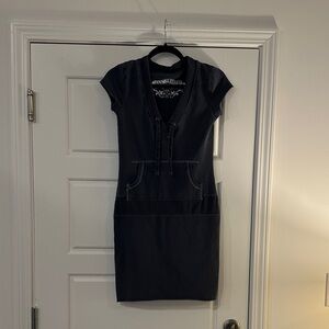 GAP Navy Short Sleeve Hoodie Dress
